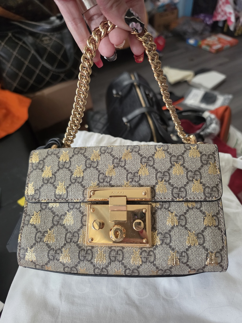 Gucci Padlock Small GG Supreme Bee Shoulder Bag